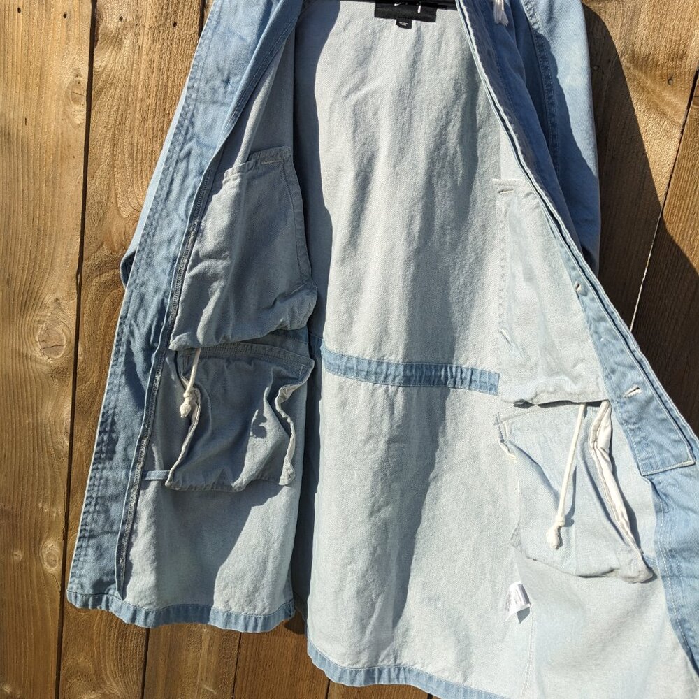 Stussy Denim Chore Jacket Men's Small Hoodie Barn Coat Jean Parka Workwear - Picture 16 of 16